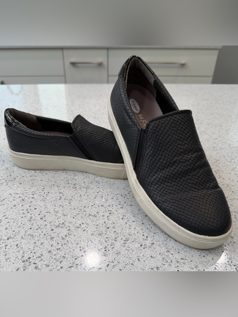 Dr. Scholl's Black Slip-On Loafers with Textured Upper